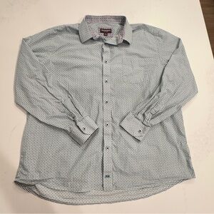 Johnson & Murphy Green Geometric Long Sleeve Shirt XXL Flip Cuff
